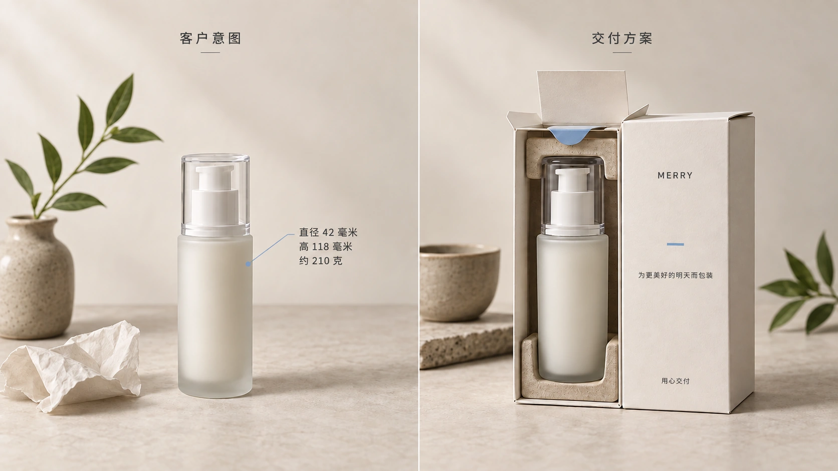 玻璃瓶原始需求与包装交付概念的对照